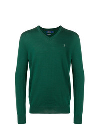 Мужской темно-зеленый свитер с v-образным вырезом от Polo Ralph Lauren