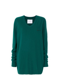 Женский темно-зеленый свитер с v-образным вырезом от PushBUTTON