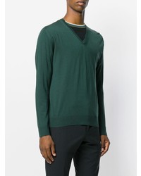 Мужской темно-зеленый свитер с v-образным вырезом от Prada