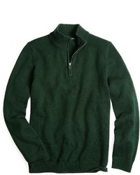 Темно-зеленый свитер с воротником на молнии
