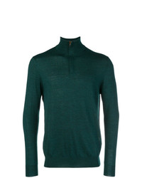 Мужской темно-зеленый свитер с воротником на молнии от N.Peal