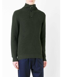 Темно-зеленый свитер с воротником на пуговицах от Kent & Curwen