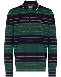 Мужской темно-зеленый свитер с воротником поло в горизонтальную полоску от Missoni