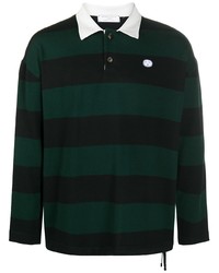 Мужской темно-зеленый свитер с воротником поло в горизонтальную полоску от Societe Anonyme