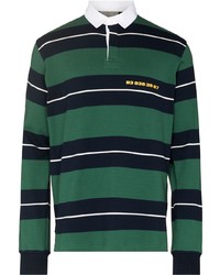 Мужской темно-зеленый свитер с воротником поло в горизонтальную полоску от Vetements