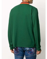 Мужской темно-зеленый свитер с воротником поло с вышивкой от DSQUARED2