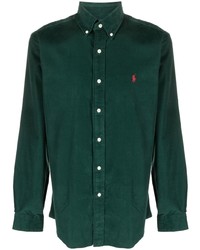 Мужской темно-зеленый свитер с воротником поло с вышивкой от Polo Ralph Lauren