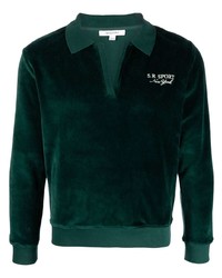 Мужской темно-зеленый свитер с воротником поло с вышивкой от Sporty & Rich