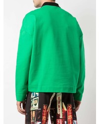 Мужской темно-зеленый свитер с воротником поло с принтом от Raf Simons X Fred Perry