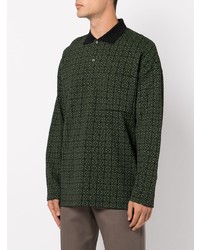 Мужской темно-зеленый свитер с воротником поло с принтом от Loewe