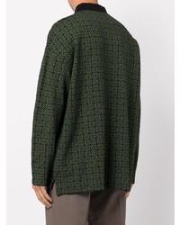 Мужской темно-зеленый свитер с воротником поло с принтом от Loewe