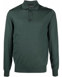 Мужской темно-зеленый свитер с воротником поло от Emporio Armani