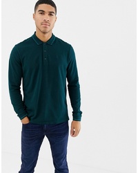 Мужской темно-зеленый свитер с воротником поло от Hugo