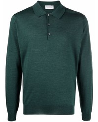 Мужской темно-зеленый свитер с воротником поло от John Smedley