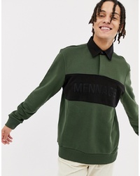 Мужской темно-зеленый свитер с воротником поло от Mennace