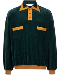 Мужской темно-зеленый свитер с воротником поло от SASQUATCHfabrix.