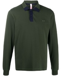 Мужской темно-зеленый свитер с воротником поло от Sun 68