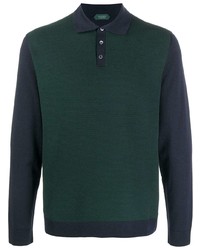 Мужской темно-зеленый свитер с воротником поло от Zanone