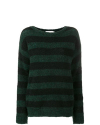 Женский темно-зеленый свитер с круглым вырезом в горизонтальную полоску от Chiara Bertani