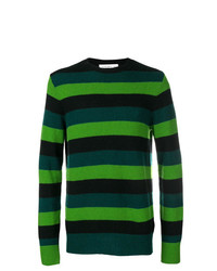 Мужской темно-зеленый свитер с круглым вырезом в горизонтальную полоску от Department 5
