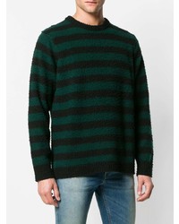 Мужской темно-зеленый свитер с круглым вырезом в горизонтальную полоску от Diesel