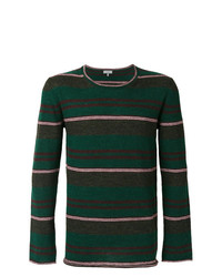 Мужской темно-зеленый свитер с круглым вырезом в горизонтальную полоску от Lanvin