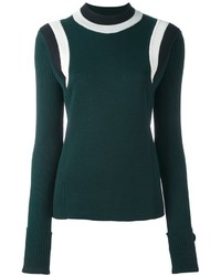 Женский темно-зеленый свитер с круглым вырезом в горизонтальную полоску от Marni