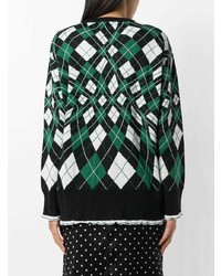 Женский темно-зеленый свитер с круглым вырезом в шотландскую клетку от MSGM