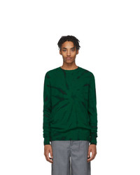 Темно-зеленый свитер с круглым вырезом с принтом тай-дай