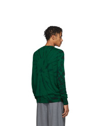 Мужской темно-зеленый свитер с круглым вырезом с принтом тай-дай от The Elder Statesman