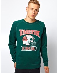 Мужской темно-зеленый свитер с круглым вырезом с принтом от 55dsl
