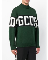 Мужской темно-зеленый свитер с круглым вырезом с принтом от Gcds