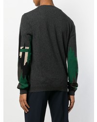 Мужской темно-зеленый свитер с круглым вырезом с принтом от Valentino