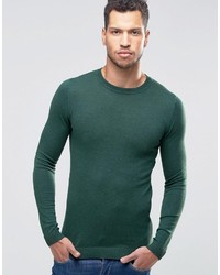 Мужской темно-зеленый свитер с круглым вырезом от Asos