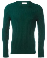 Мужской темно-зеленый свитер с круглым вырезом от Bally