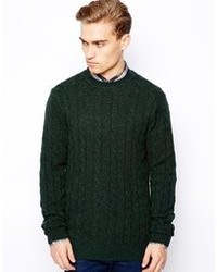 Мужской темно-зеленый свитер с круглым вырезом от Ben Sherman