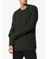 Мужской темно-зеленый свитер с круглым вырезом от Neil Barrett
