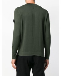 Мужской темно-зеленый свитер с круглым вырезом от Stone Island Shadow Project