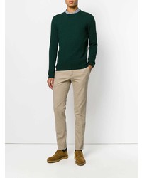 Мужской темно-зеленый свитер с круглым вырезом от Barba
