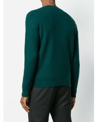 Мужской темно-зеленый свитер с круглым вырезом от Drumohr