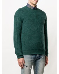 Мужской темно-зеленый свитер с круглым вырезом от John Elliott
