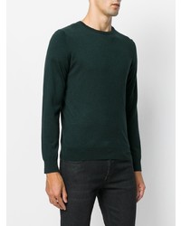 Мужской темно-зеленый свитер с круглым вырезом от Laneus