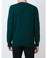 Мужской темно-зеленый свитер с круглым вырезом от Drumohr