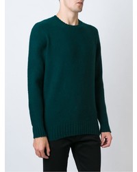 Мужской темно-зеленый свитер с круглым вырезом от Drumohr