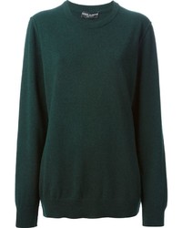 Женский темно-зеленый свитер с круглым вырезом от Dolce & Gabbana