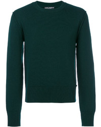 Мужской темно-зеленый свитер с круглым вырезом от Dolce & Gabbana