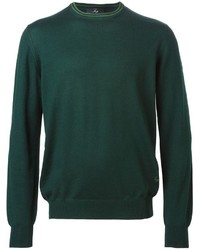 Мужской темно-зеленый свитер с круглым вырезом от Fay