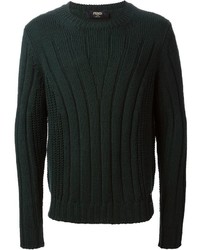 Мужской темно-зеленый свитер с круглым вырезом от Fendi