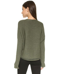 Женский темно-зеленый свитер с круглым вырезом от Ramy Brook