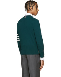Мужской темно-зеленый свитер с круглым вырезом от Thom Browne